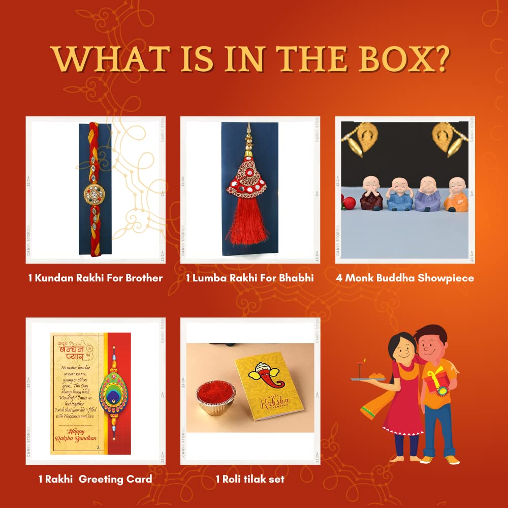 Rakhi for Brother and Bhabhi with Buddha Set of 4 BMAS113-RAKHI133