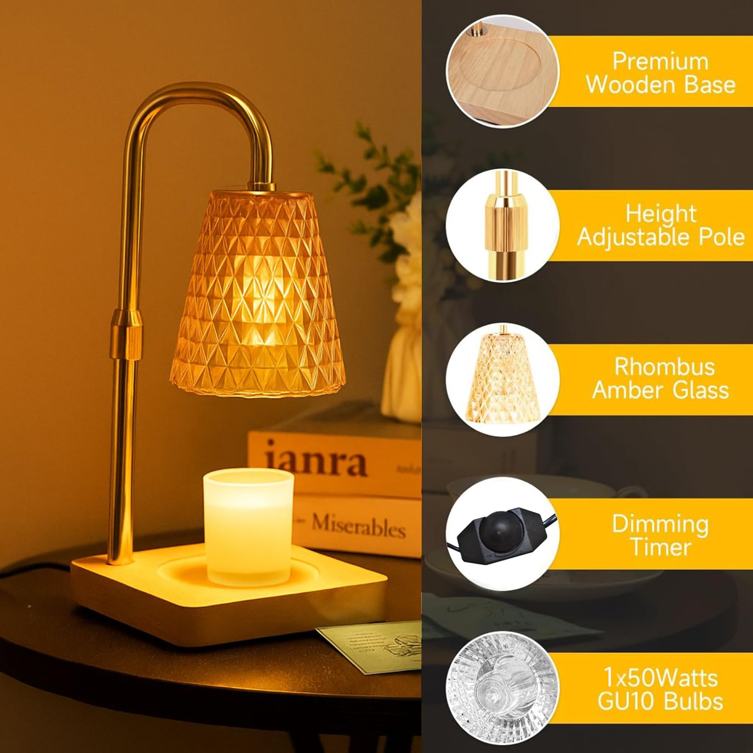 Candle Warmer Lamp, Adjustable Height Dimmable Candle Warmer, Candle lamp ( LAMPT129 )