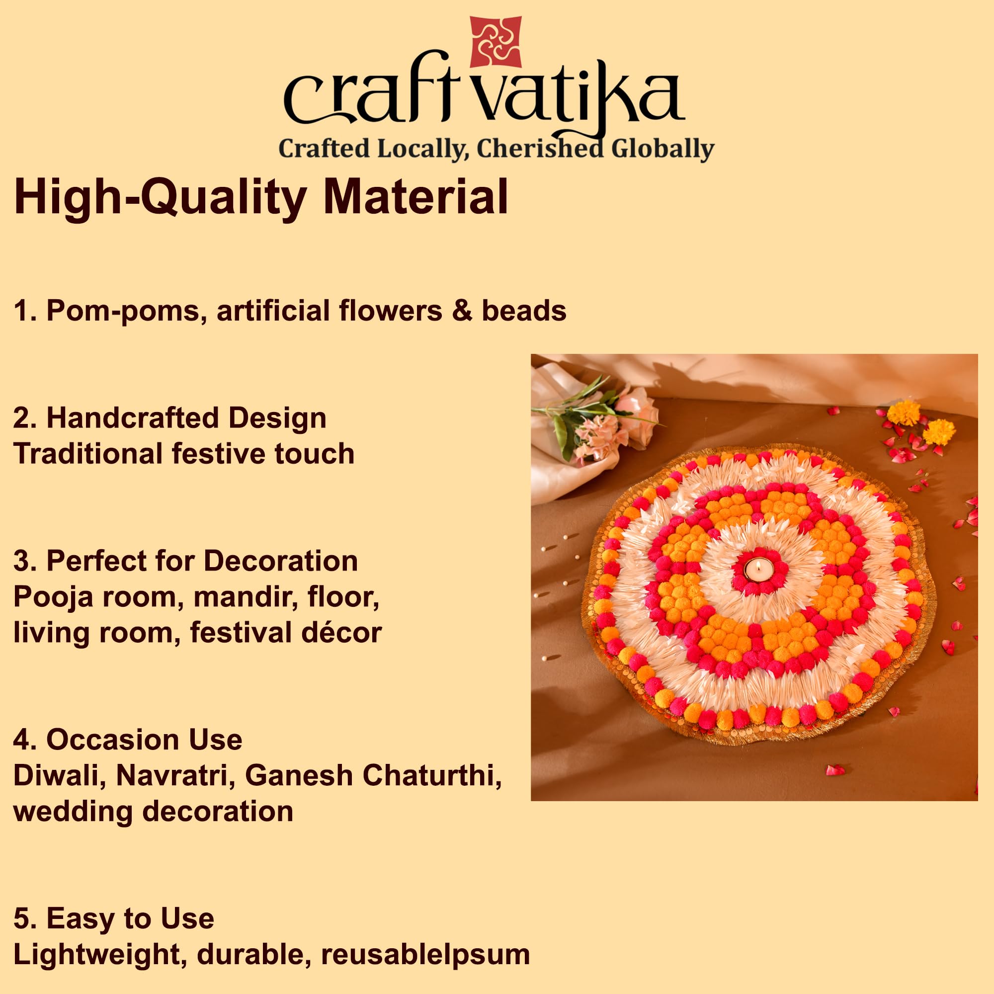 Diwali Decor Items, Rangoli Mats for Floor Pooja, Diwali Decoration for Home ( RANG204 )