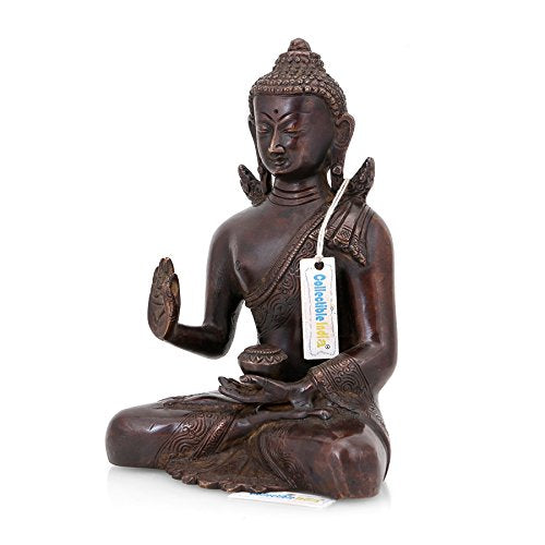 Blessing Abhaya Buddha Idols With Brass Antique Finish