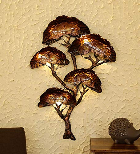 Metal 3D Japanese Tree With LED Light Mounted Wall Hanging Showpiece