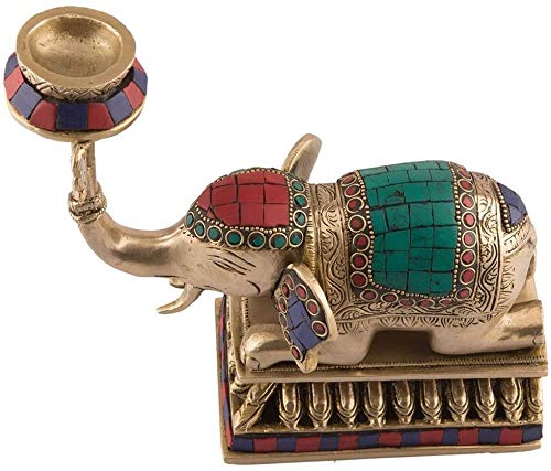 Pair of Brass Elephant Statue with embedded Oil Lamp