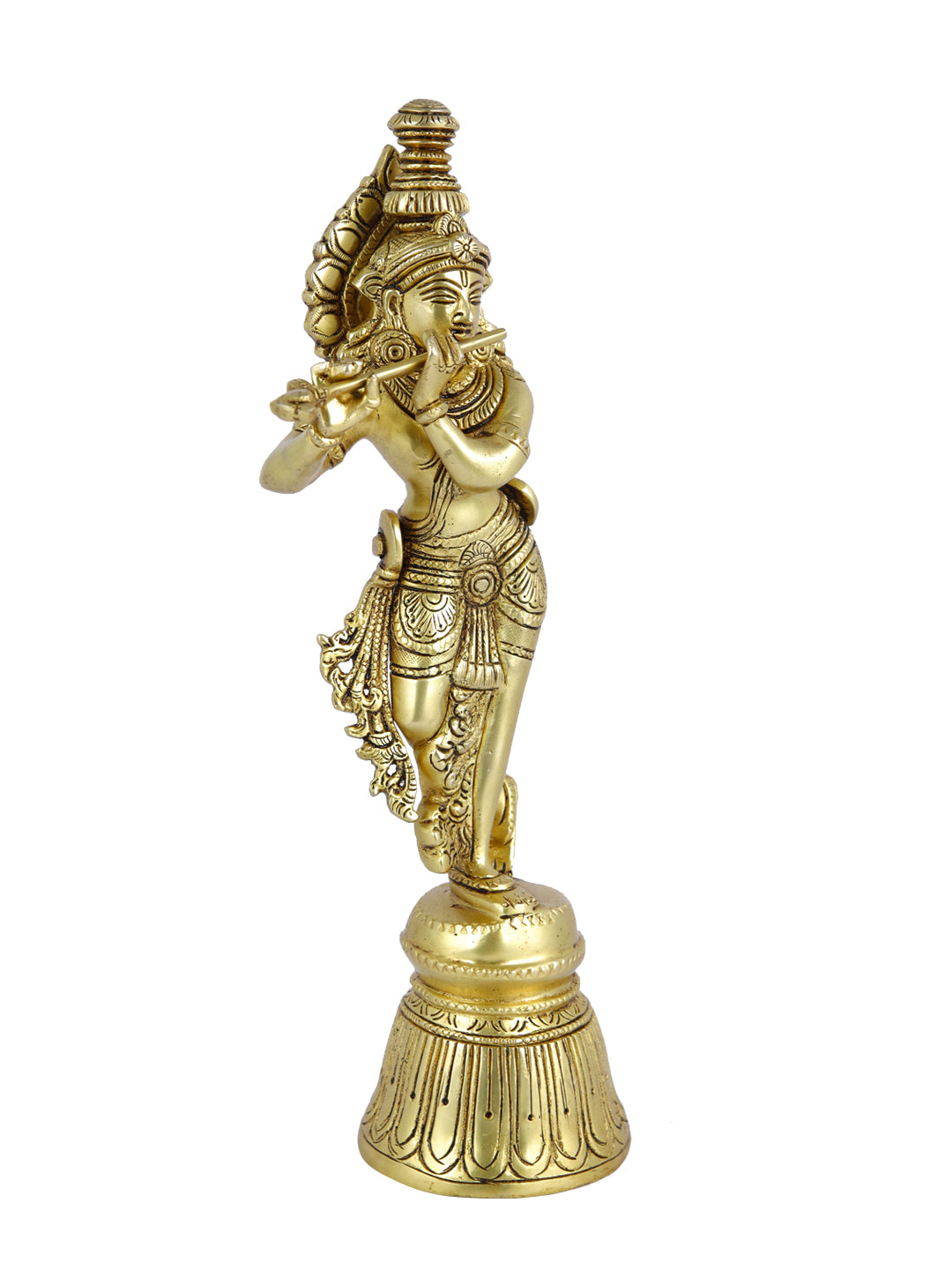 Brass Krishna Idols Showpiece Flute Playing Krishan Kbs151