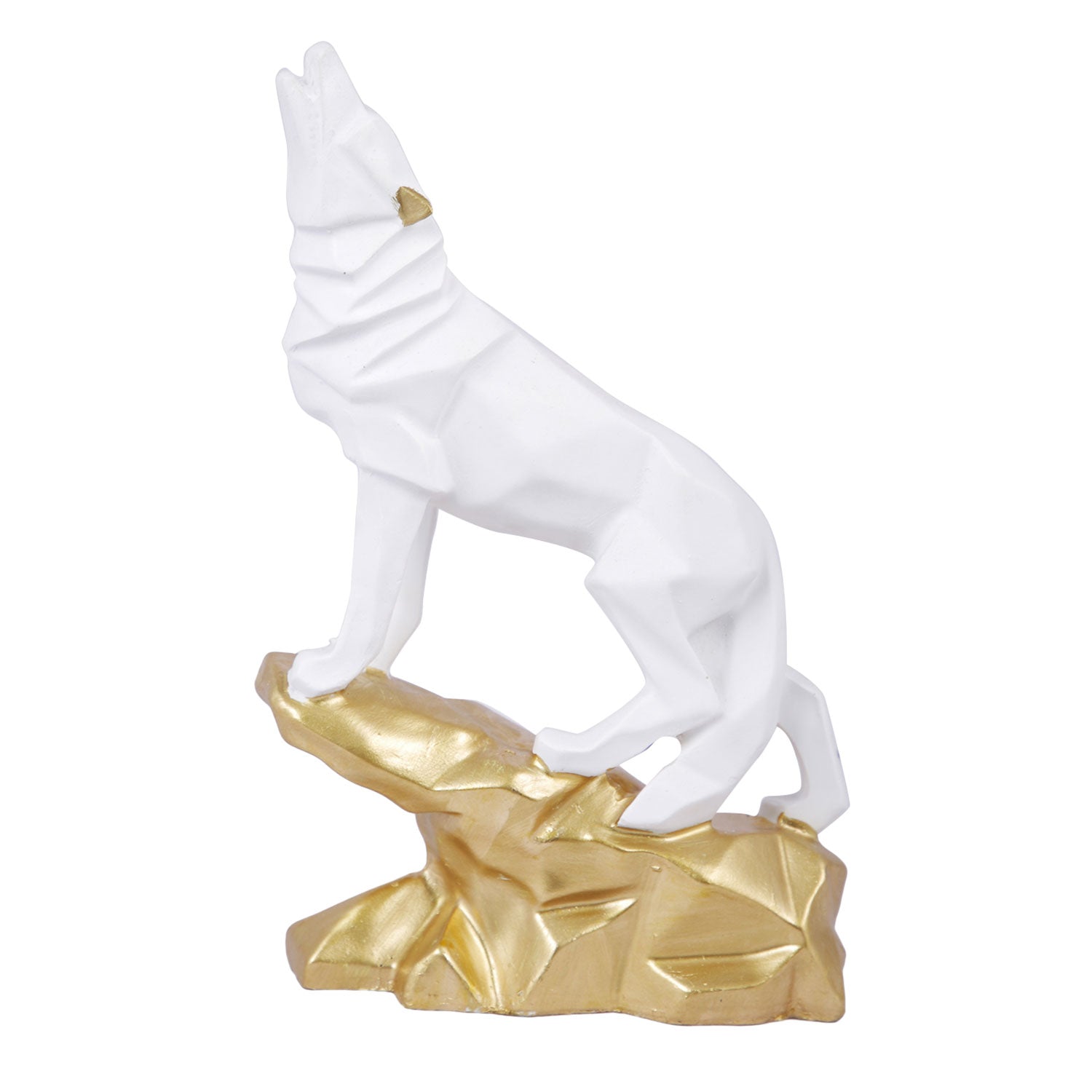 Resin Geometric White Wolf Decorative Showpiece Dfmas406-White