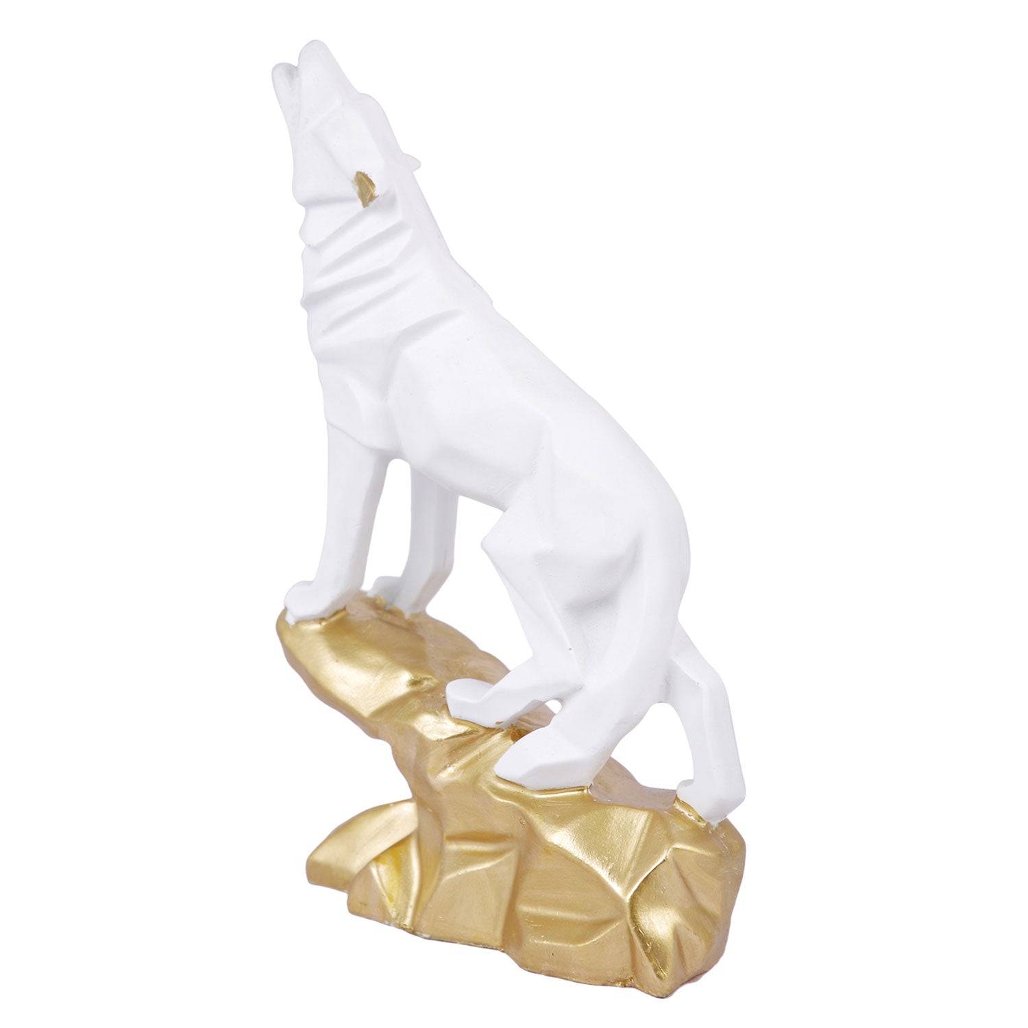 Resin Geometric White Wolf Decorative Showpiece Dfmas406-White