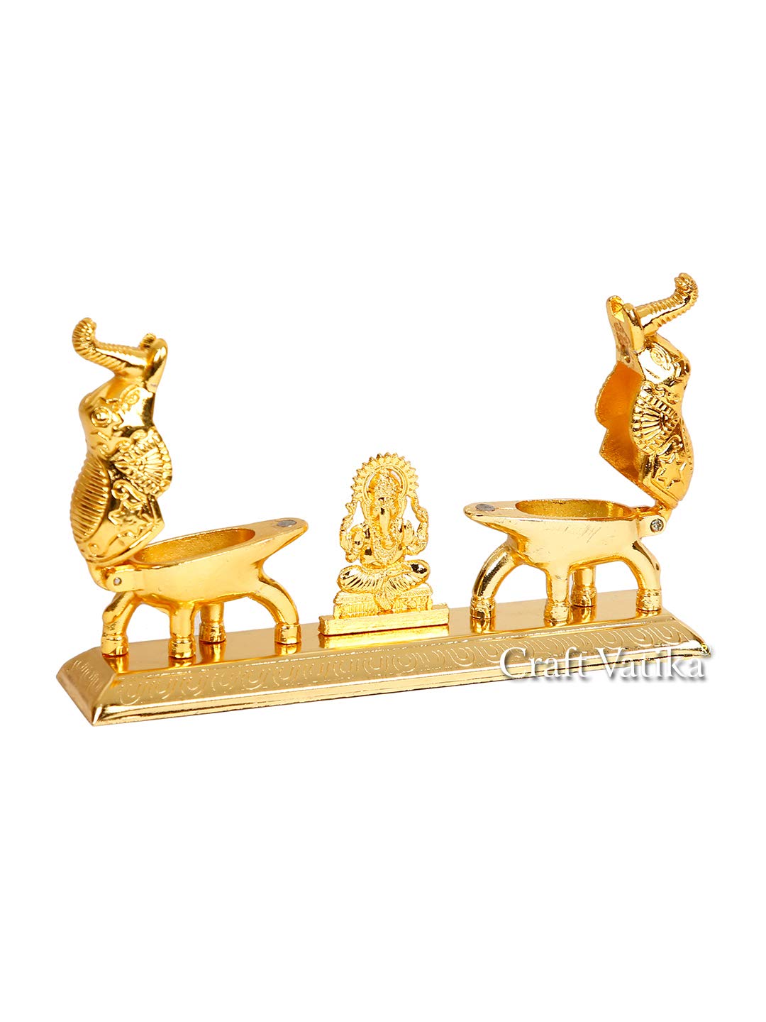 Metal Ganesha Chandan Roli Kumkum Dani Box