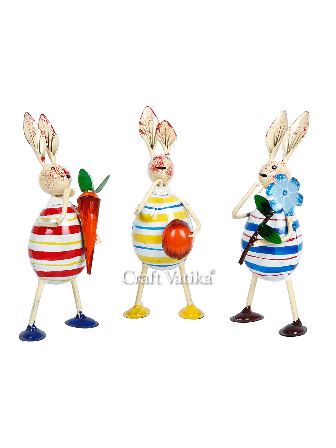 Metal Rabbit Egg Animal Painted Showpiece