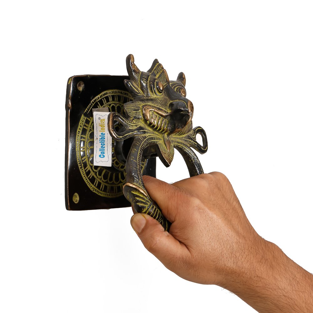 Mahakala Brass Knocker Antique Finish Handle Vintage Style Door Knob