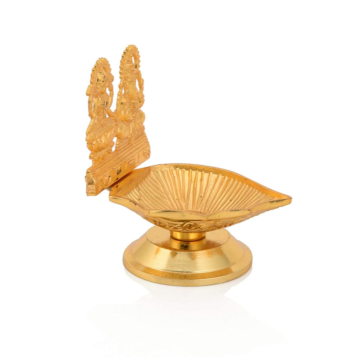 Lakshmi Ganesh Metal Idol With Diya Oil Lamp Showpiece Lgbs122