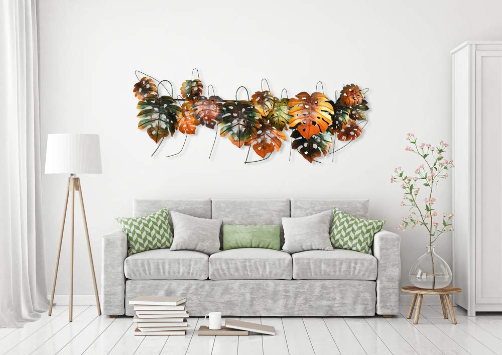 Metal 3D Multicolor Leafs Mounted Wall Hanging Showpiece