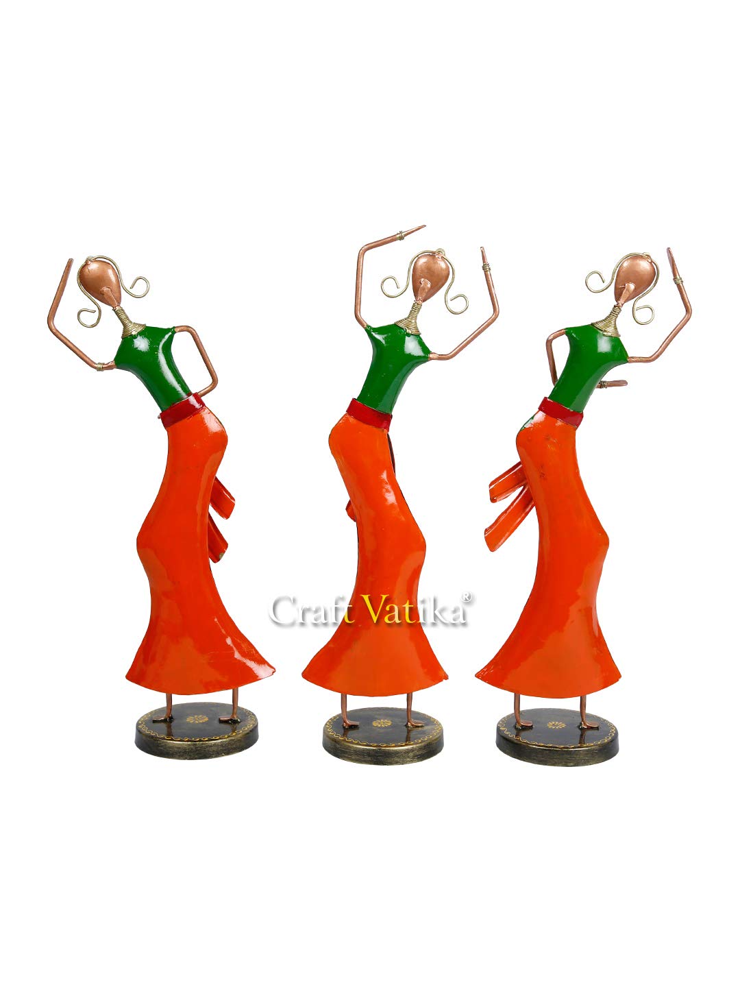 Metal Dancing Women Decorative Showpiece (Set Of 3)