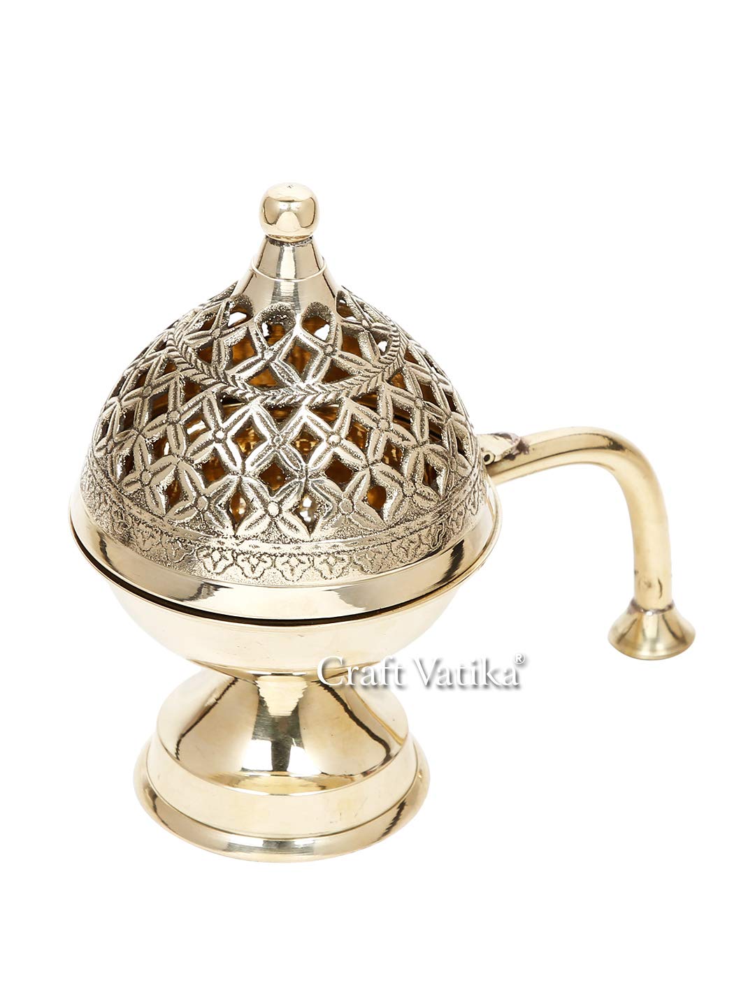 Brass Dhoop Dani Loban with Handle Incense Holder