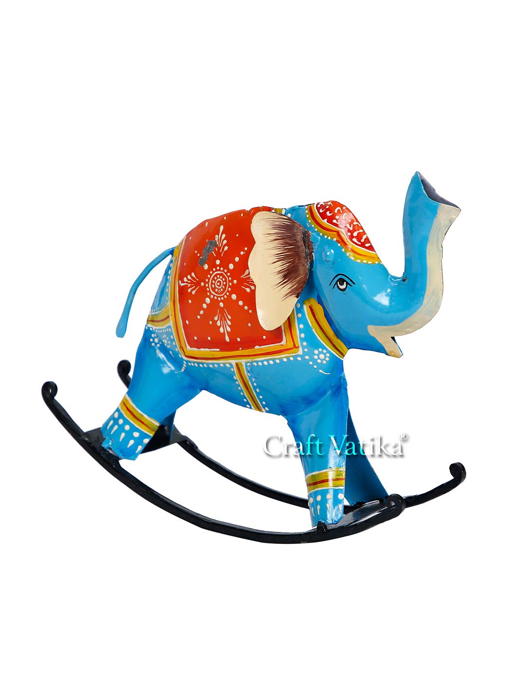 Metal Swing Elephant Trunk Up Showpiece