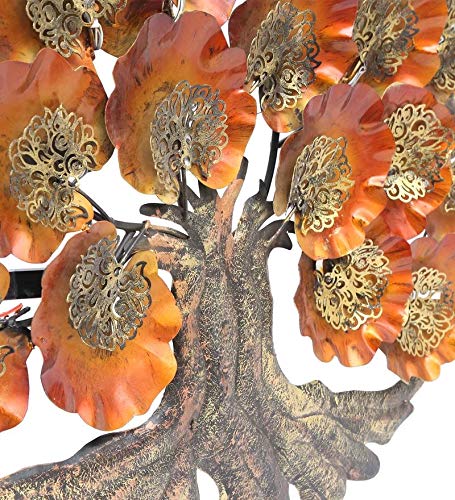 Metal Brown & Golden Wish Tree With LED Light Wall Hanging Showpiece