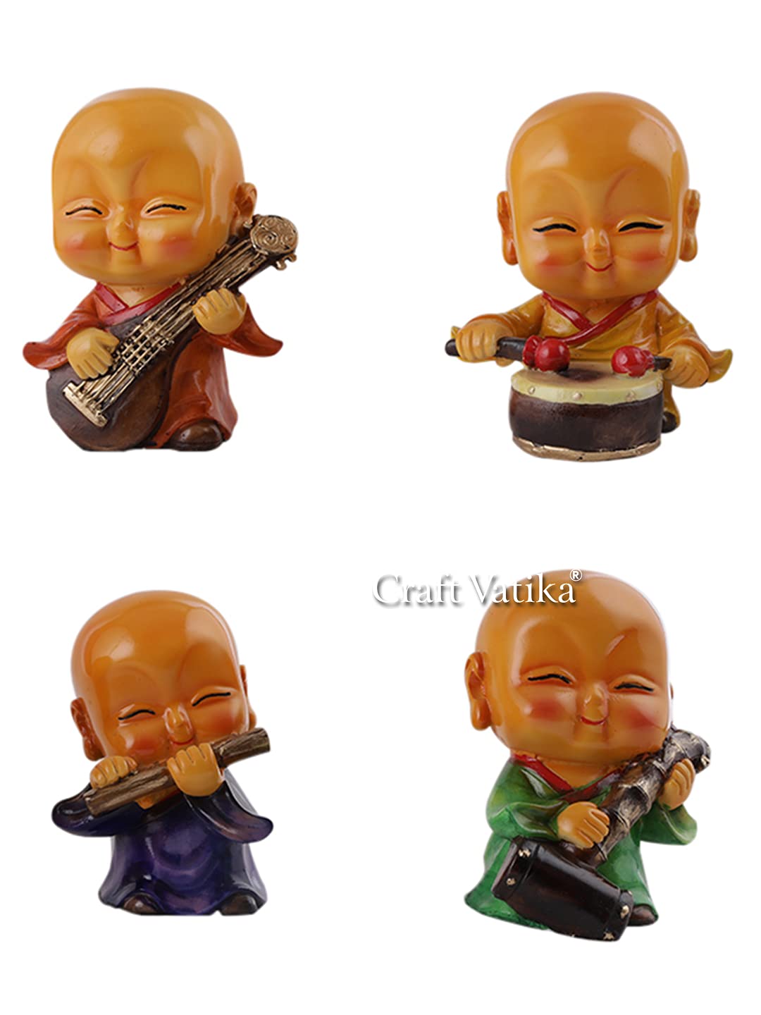 Musical Cute Monk Buddha Decorative Showpiece