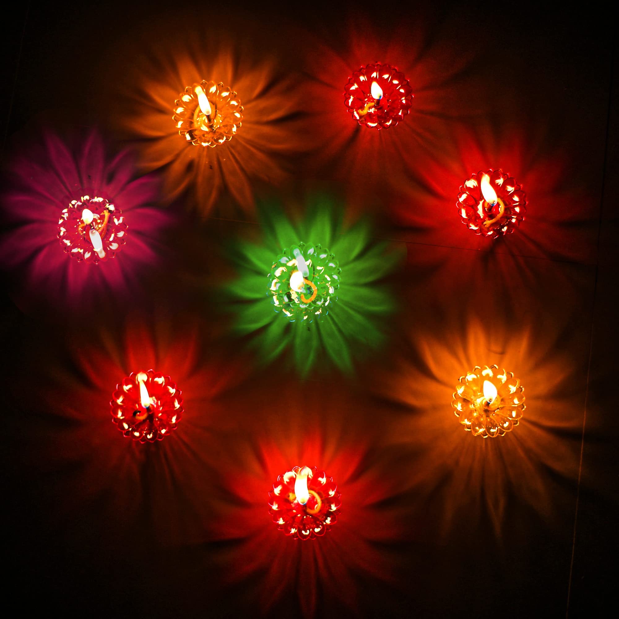 Set of 36 Reflective 3D Shadow Diya for Diwali Decor