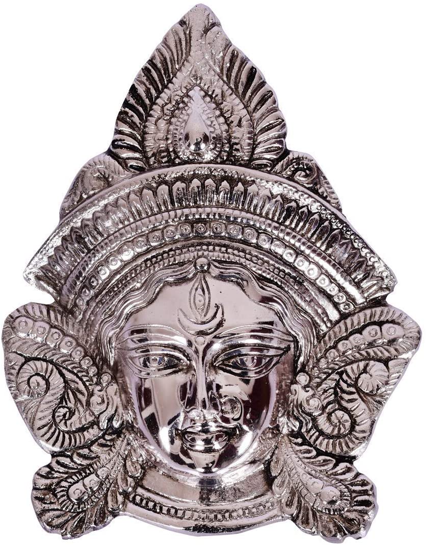 Aluminum Wall Hanging of Goddess Durga Maa Face Sculpture