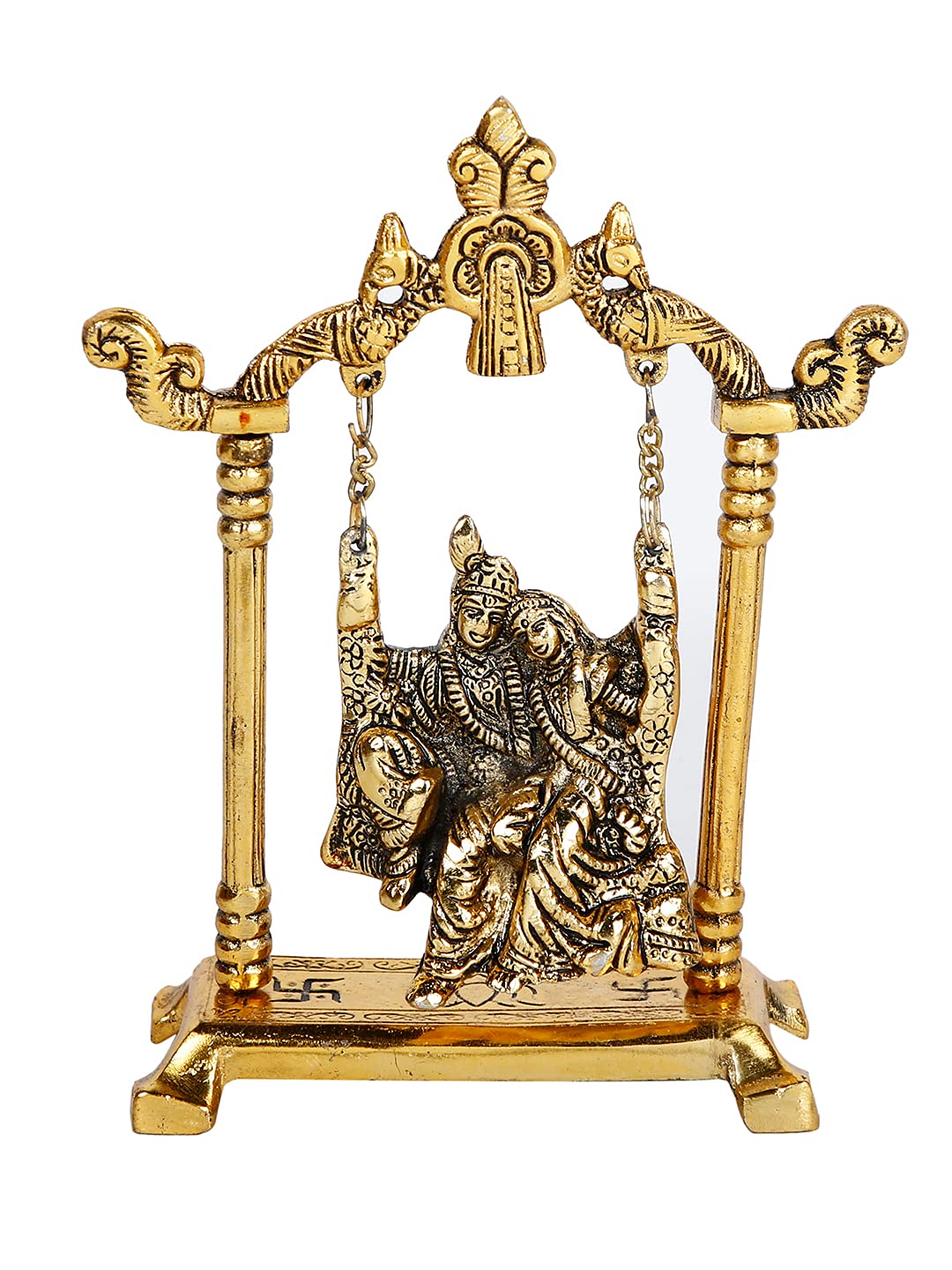 Radha Krishna Metal Idol Sitting on Jhula Murti