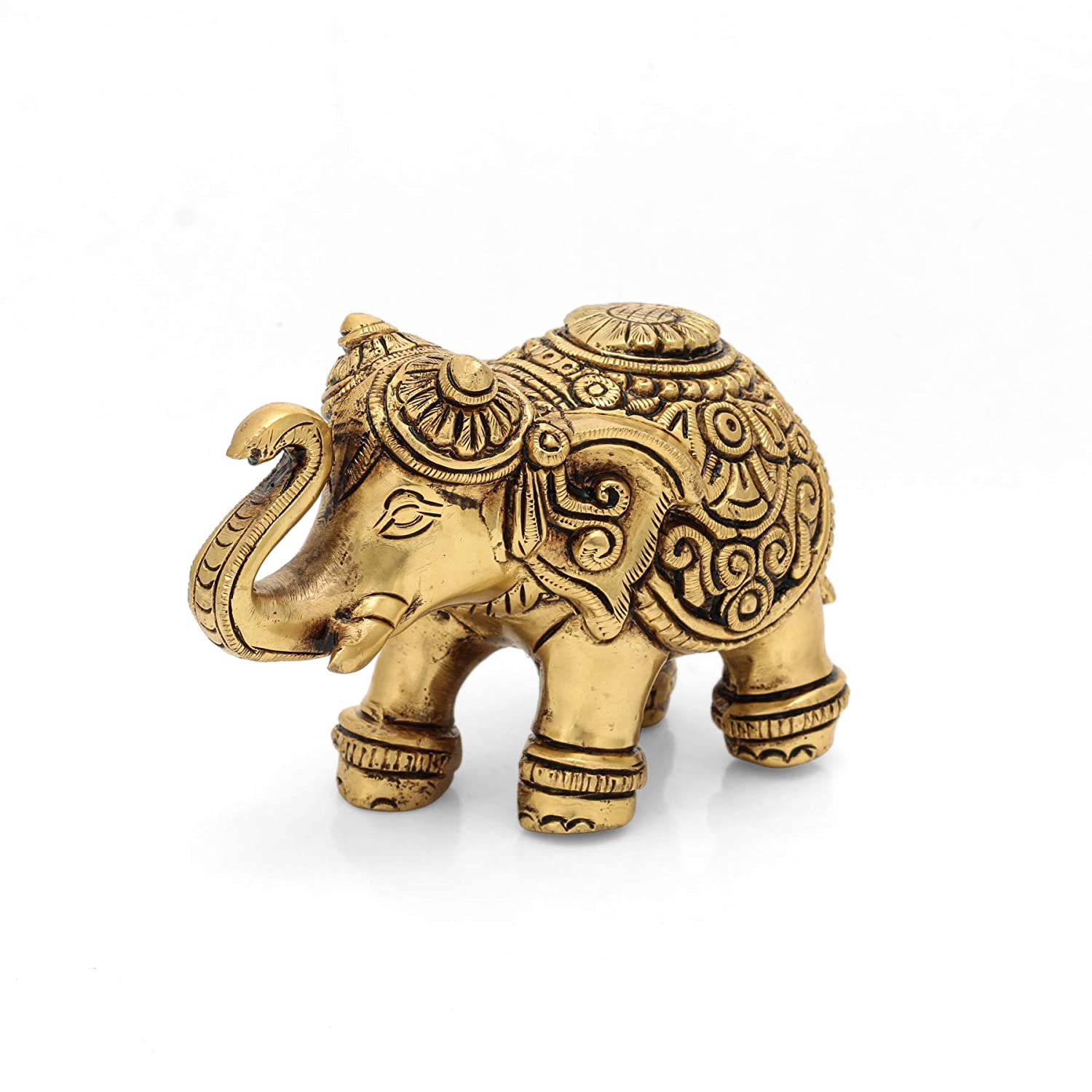 Trunk Up Elephant Brass Decorative Showpiece