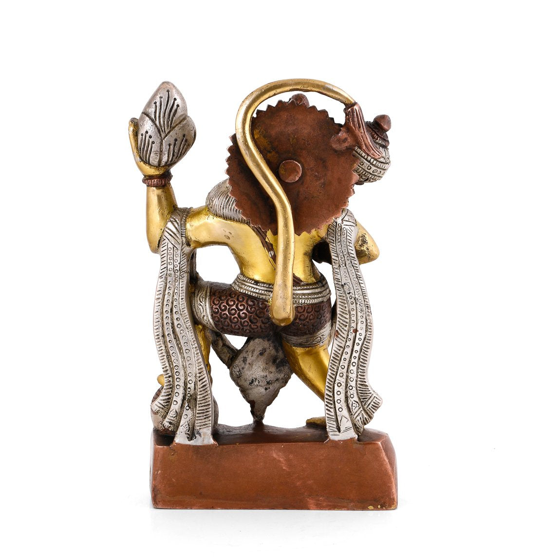 Lord Hanuman Brass Idol Holding Sanjeevani Booti Mountain Statue