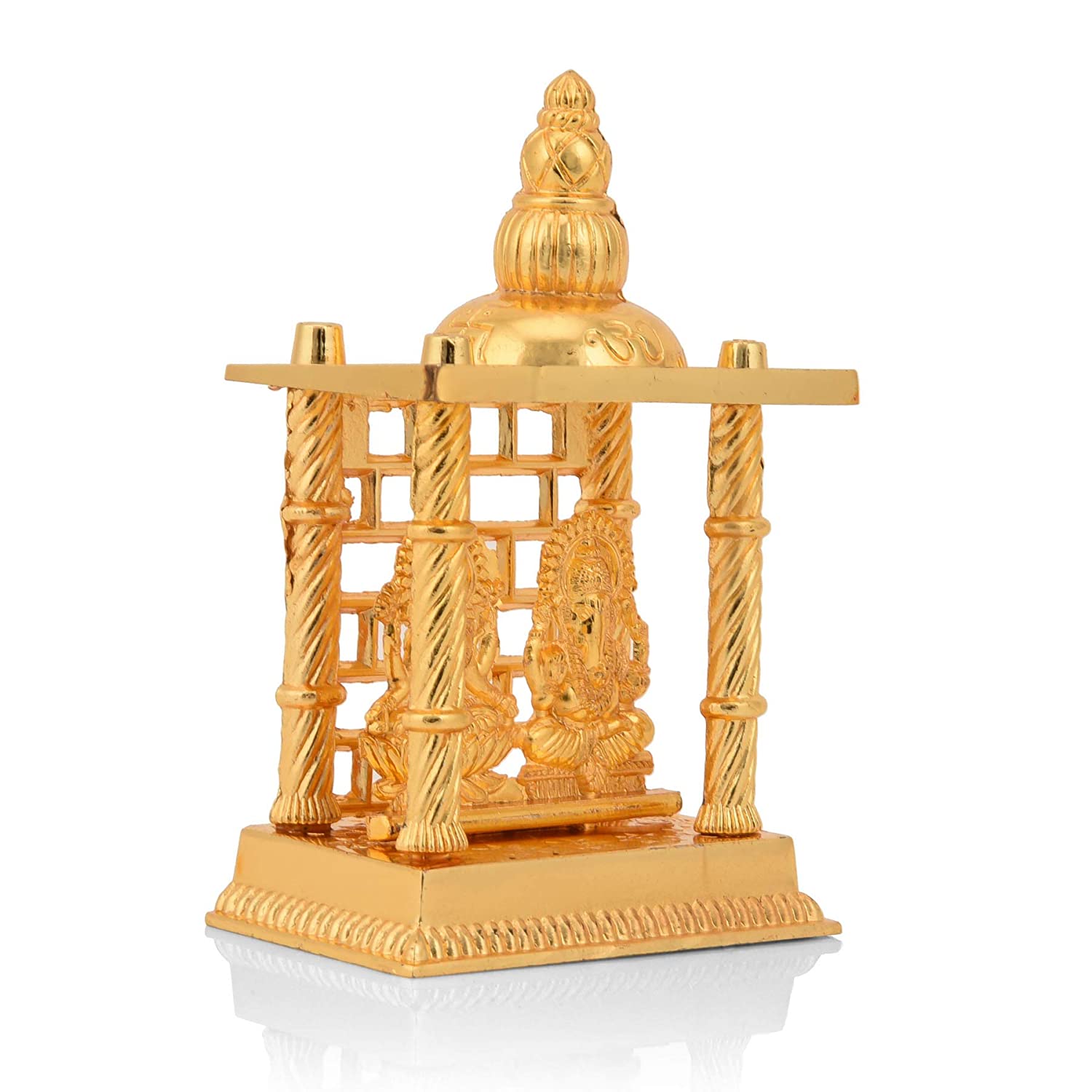 Aluminium Laxmi Ganesha Idol With Gold Plated Finish