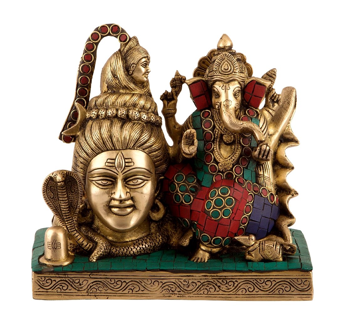 Brass Large Shiva & Ganesha Antique Rare Statue