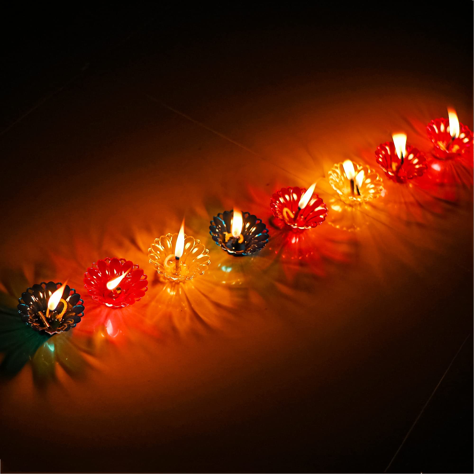 Set of 36 Reflective 3D Shadow Diya for Diwali Decor