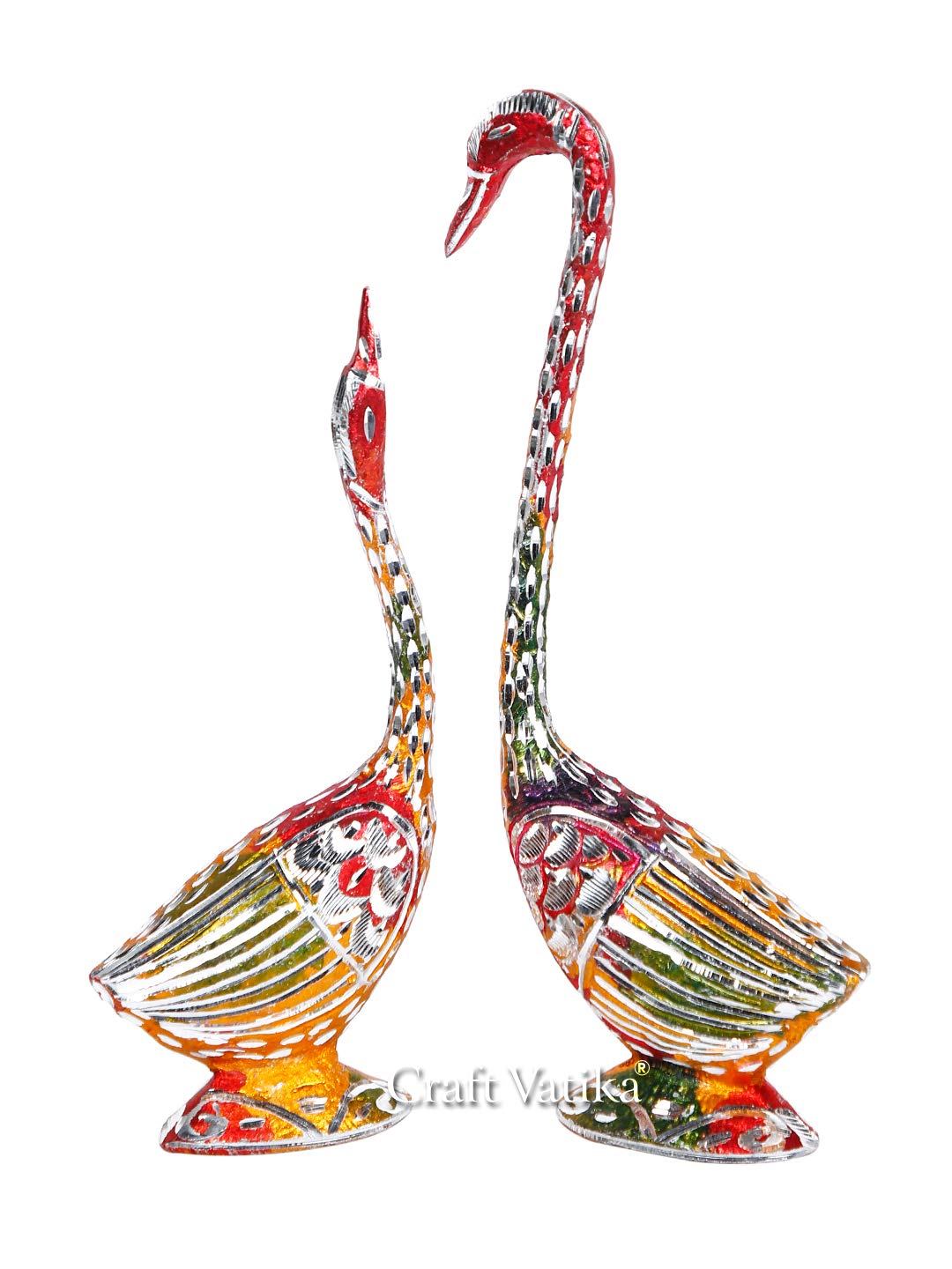 Metal Kissing Duck Swan Love Couple Bird Statue Set