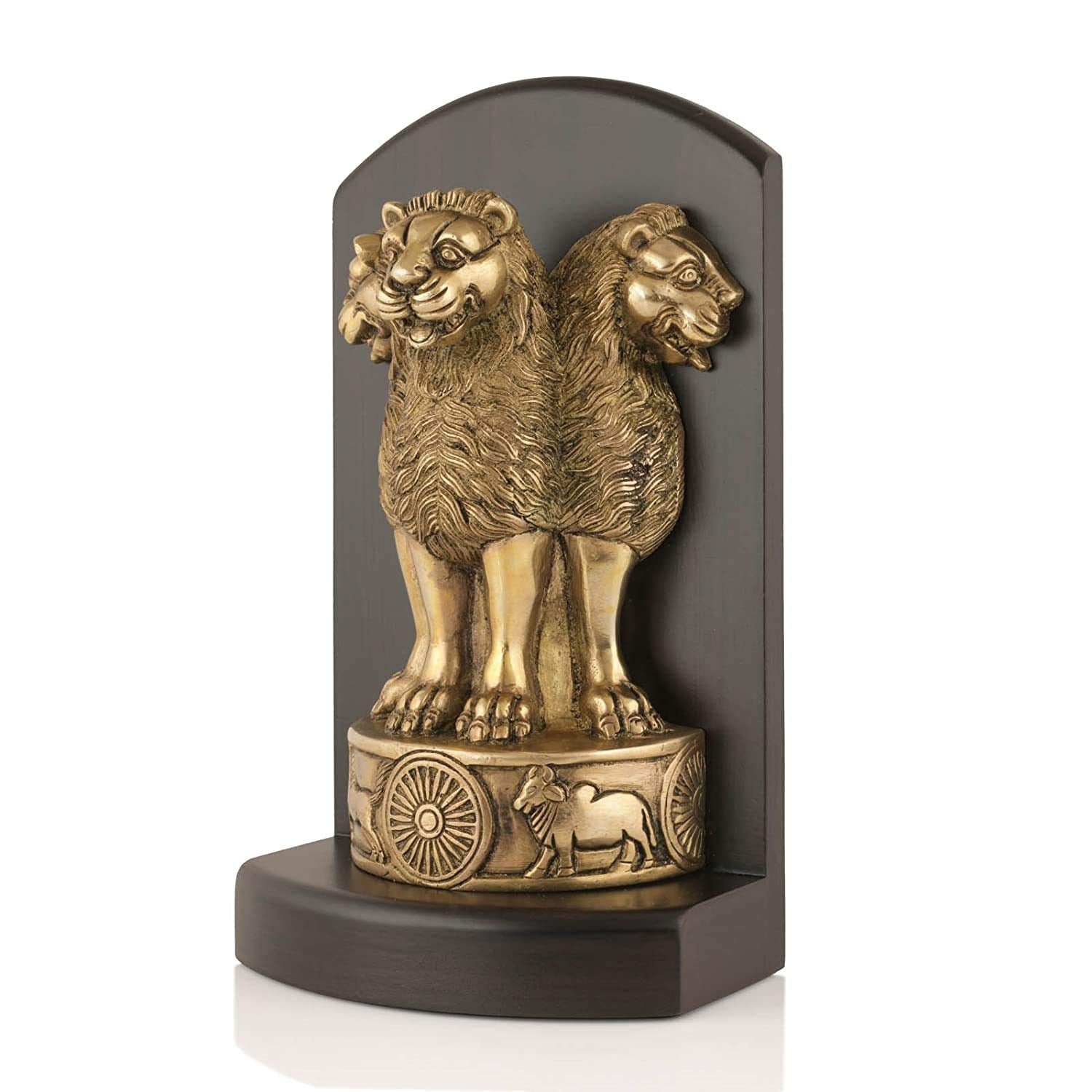Brass & Wooden Ashok Chakra Pillar Desk Showpiece