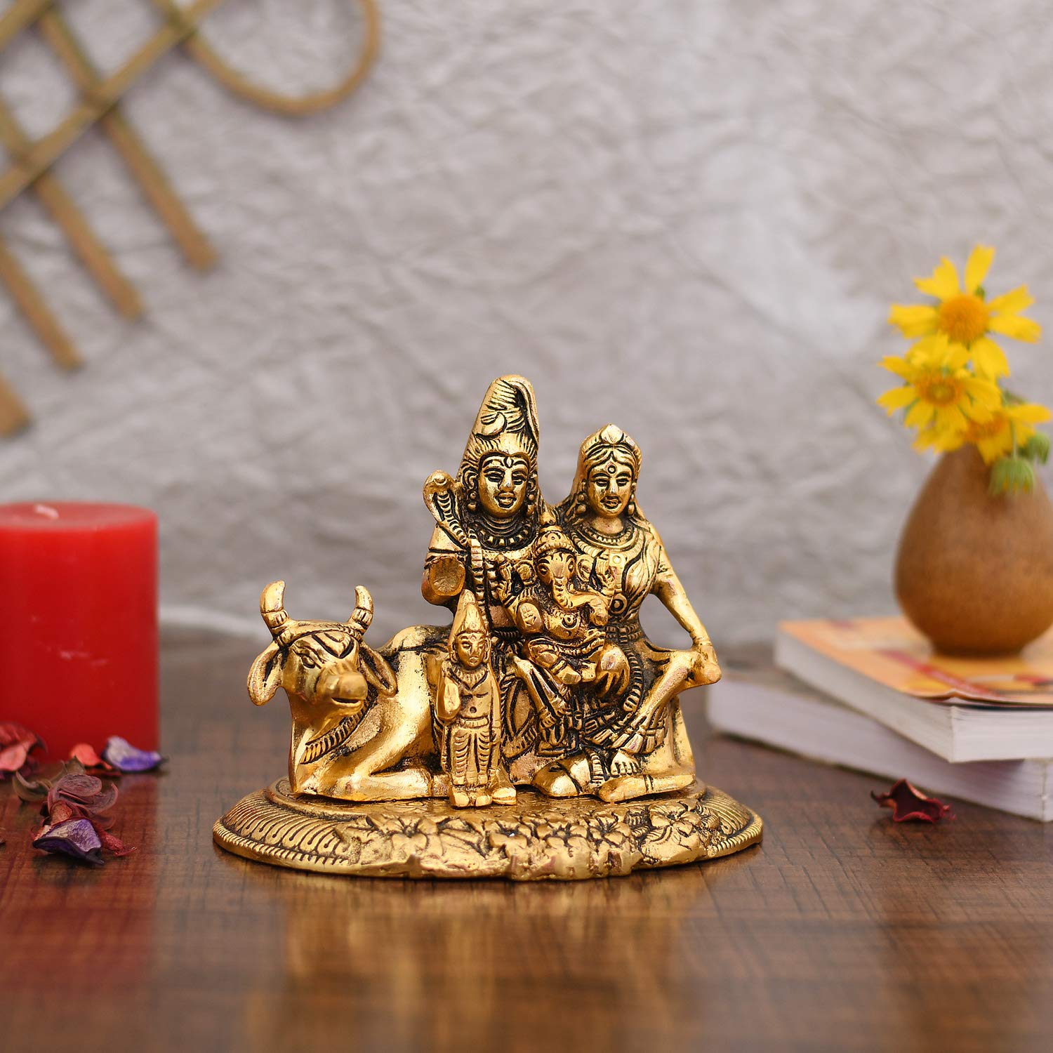 Shiva Parvati Ganesh Sitting On Nandi Showpiece