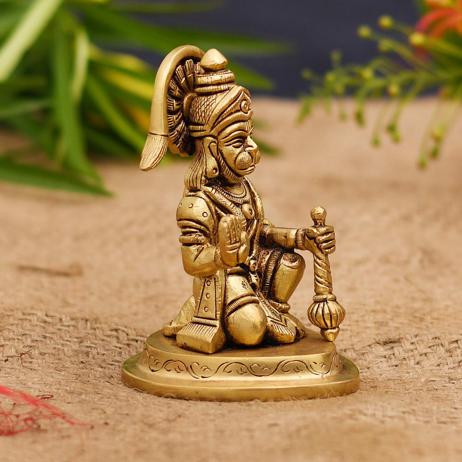 Brass Blessing Lord Hanuman Idol Murti Statue