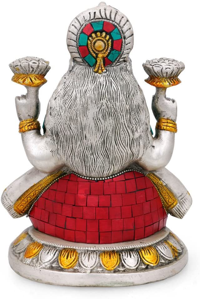 Brass Silver Finish Idol of Goddess Laxmi Decorative Statue