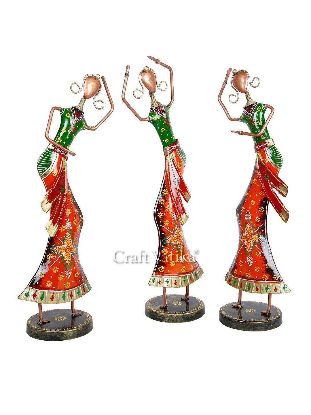 Metal Dancing Women Showpiece (Set Of 3)