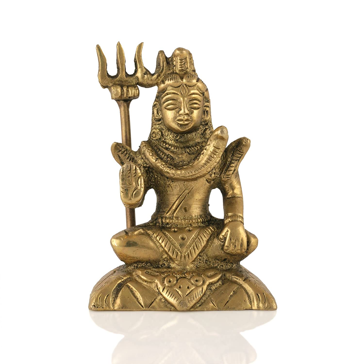 Blessing Brass Sculpture of Lord Shiva Worship Statue