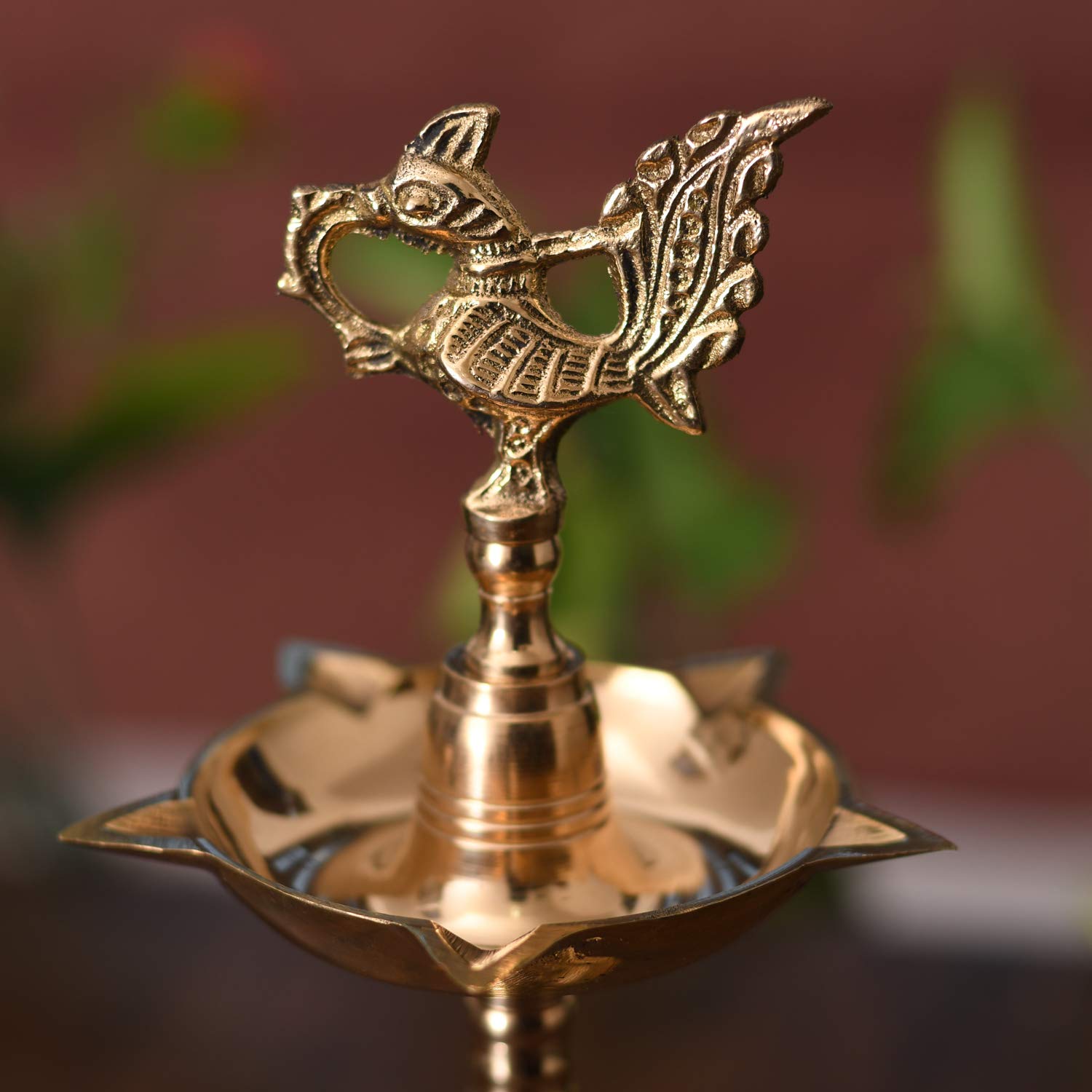 Brass Peacock Mahabharat Diya Oil Lamp Stand Showpiece