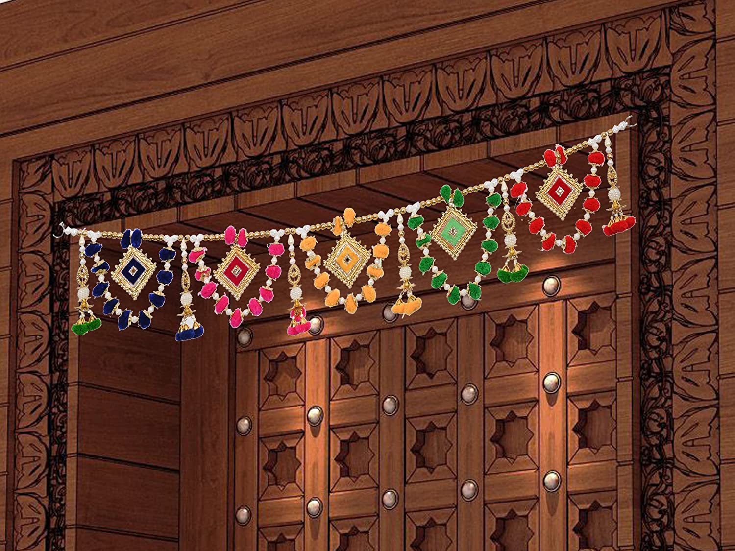 Colorful Pompom with Beads Bandarwal