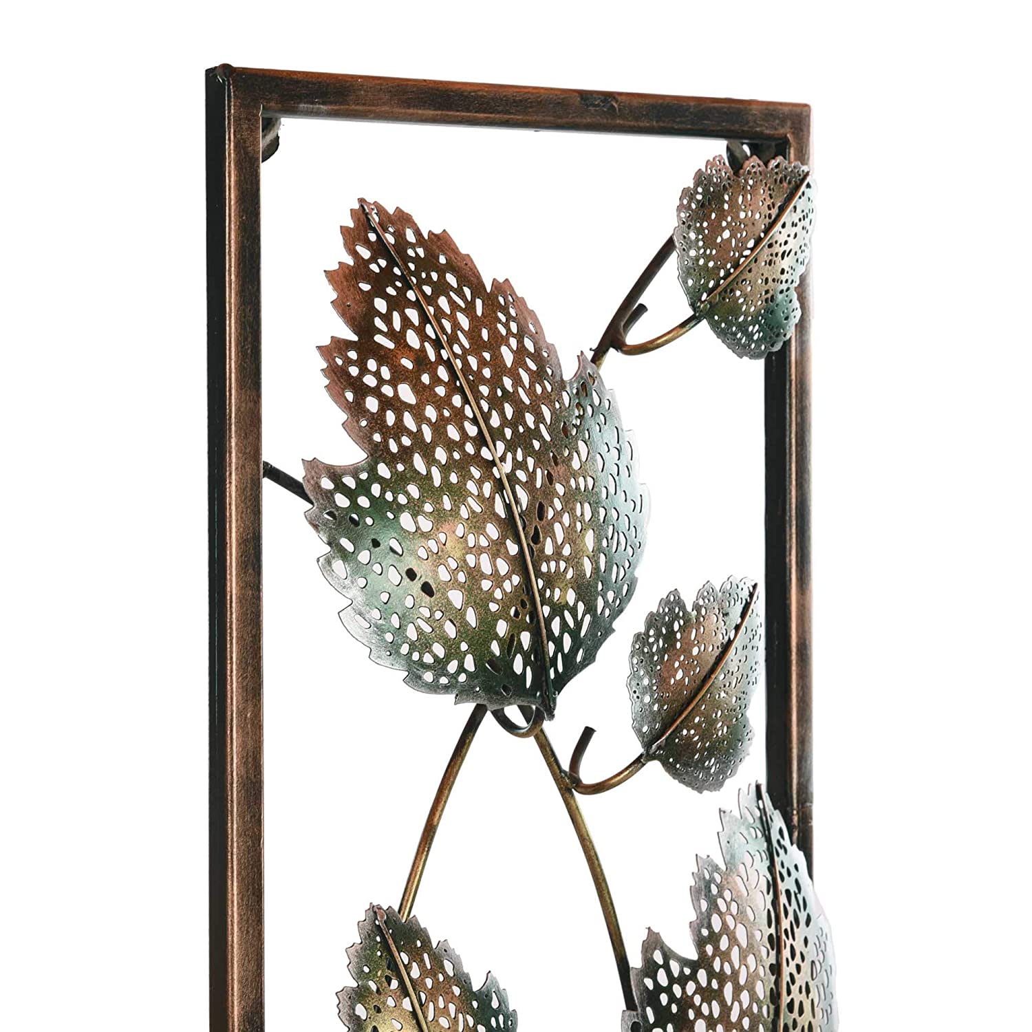 Metal Leaf Frame Mounted Wall Art Decor Showpiece