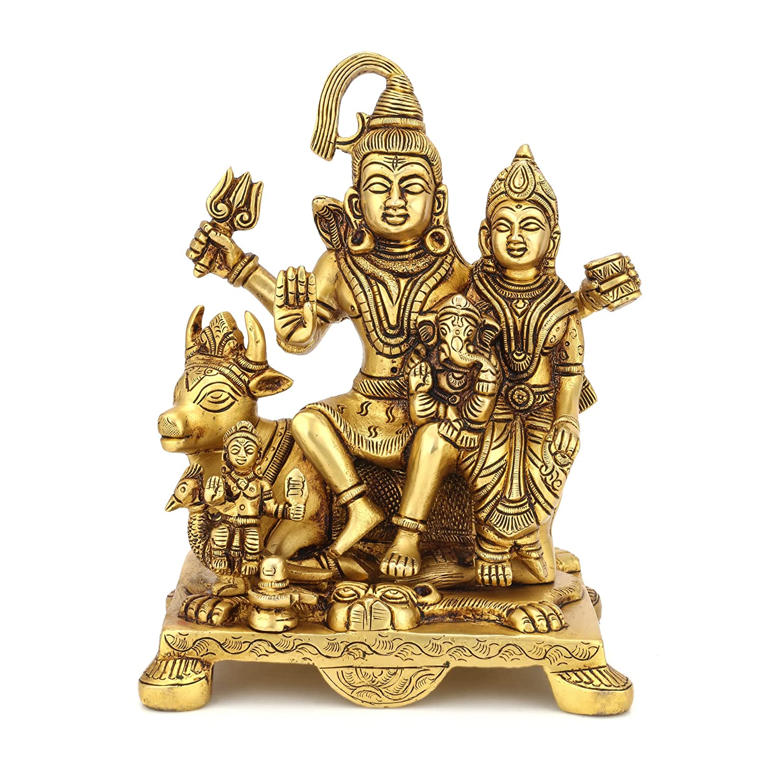 Shiva Parvati Family With Nandi Brass Statue Shbs151