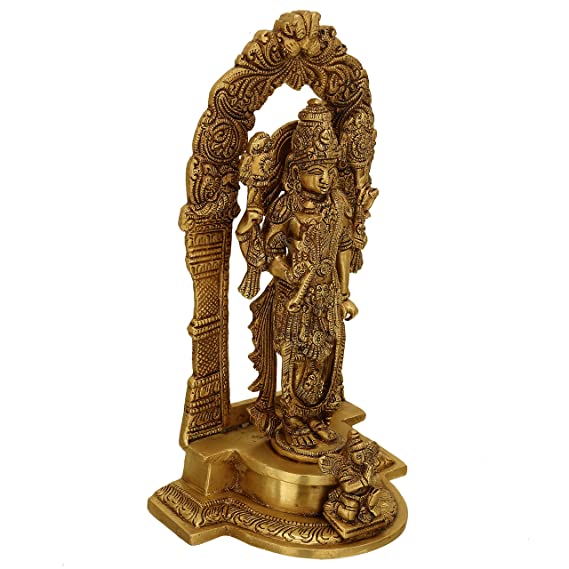 Standing Vishnu Brass Idol Murti Statue