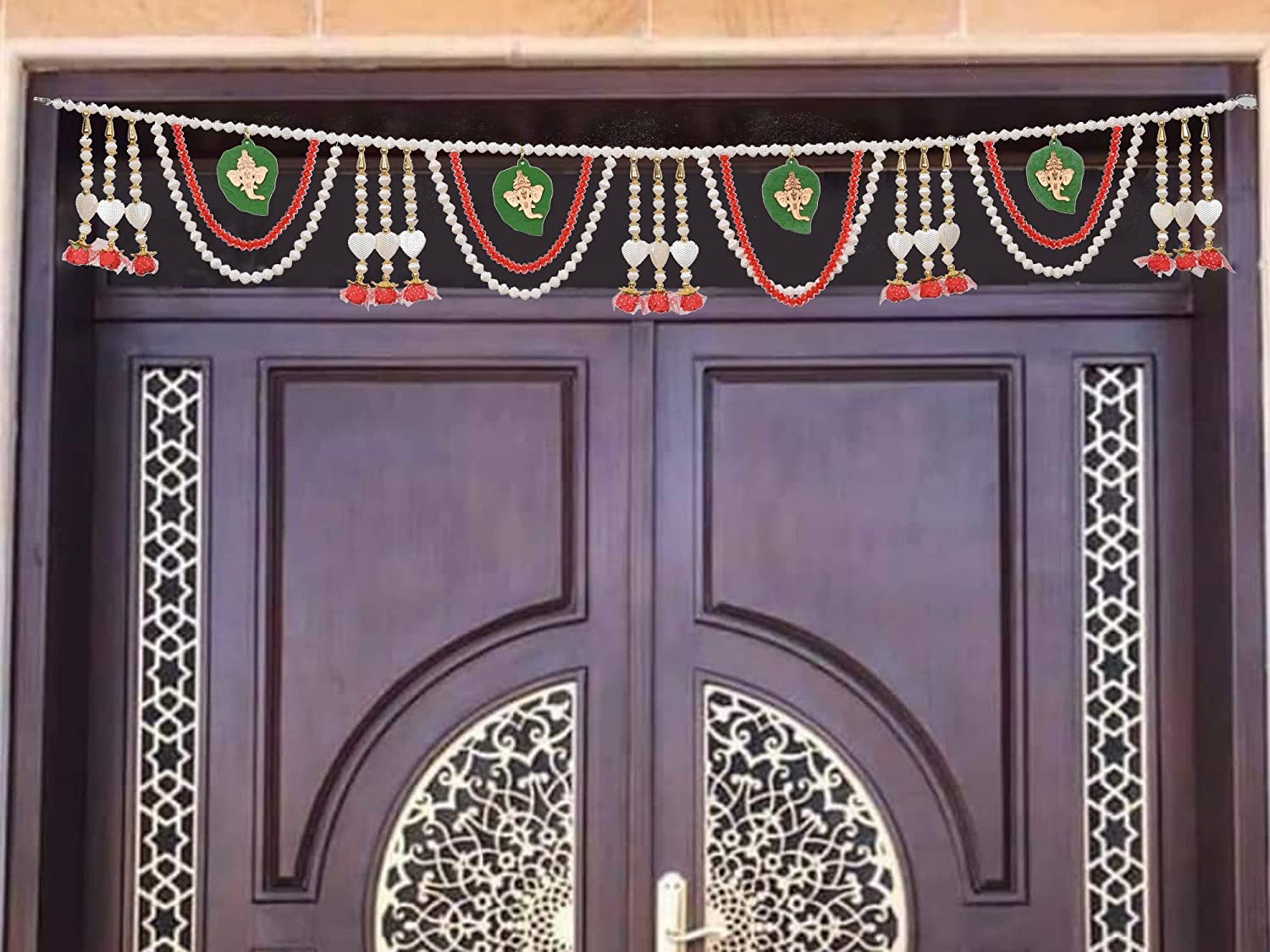 Red White Beads Toranam for Door Decoration
