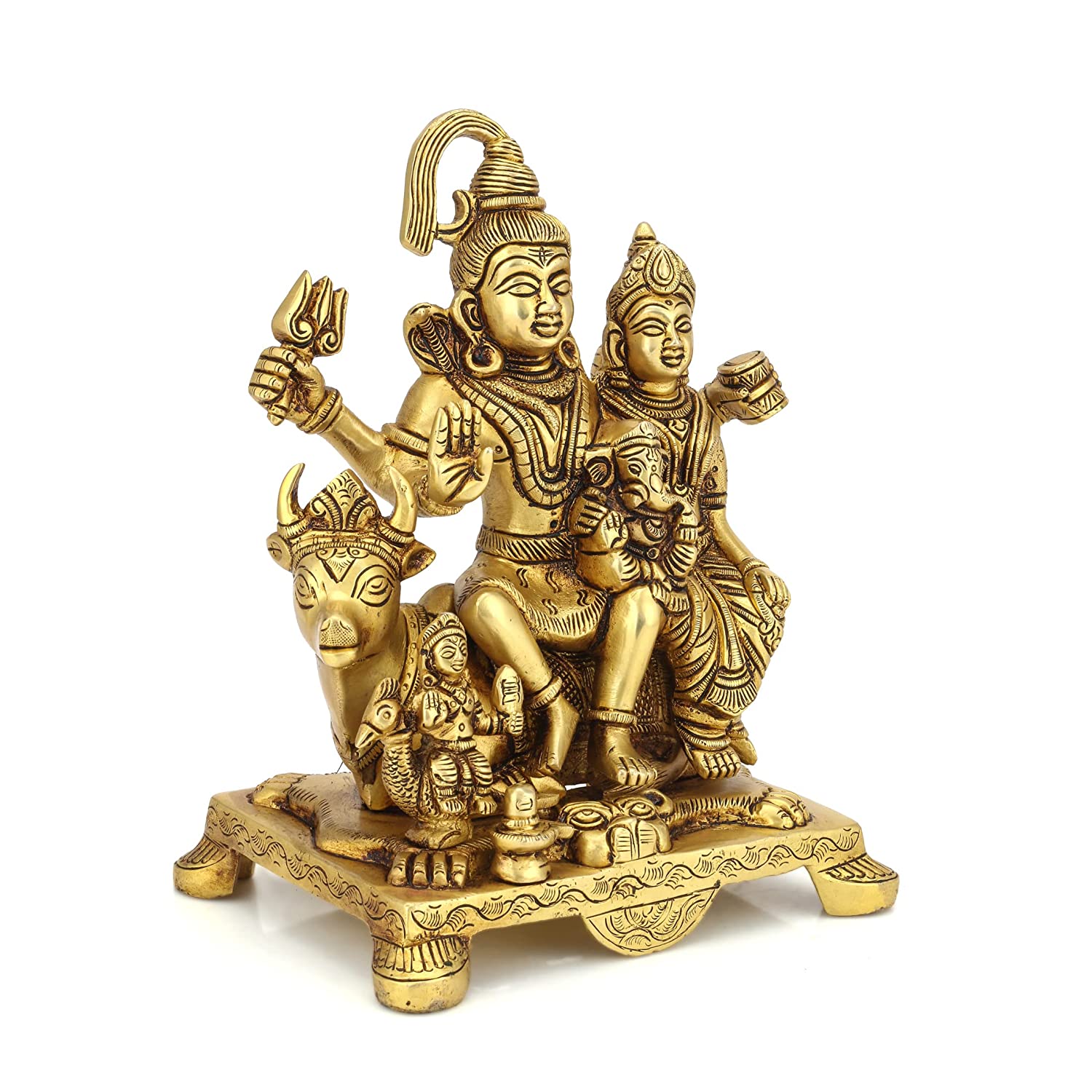 Shiva Parvati Family With Nandi Brass Statue Shbs151