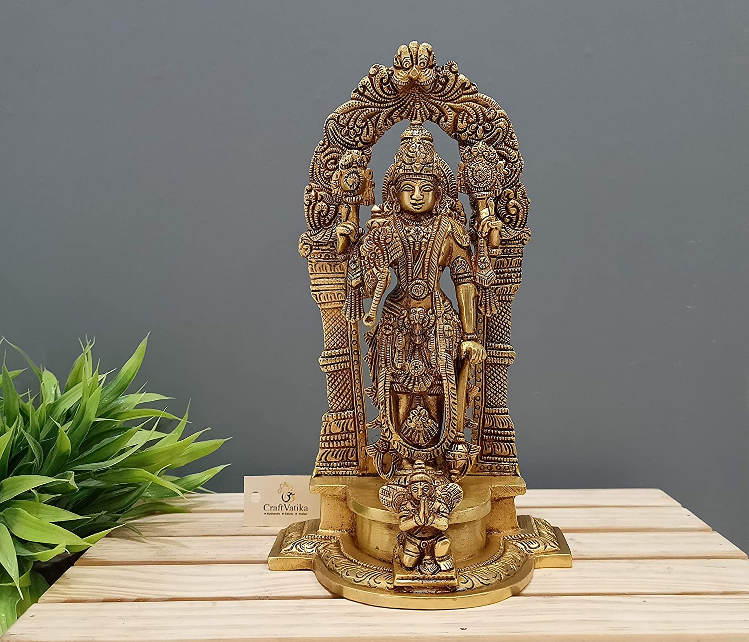 Brass Standing Vishnu Laxmi Idol Murti Statue (Set Of 2)