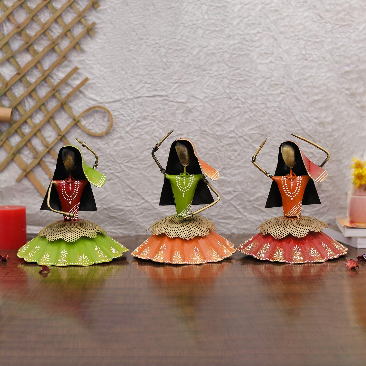 Metal Dancing Lady Figurines - Table Decor (Set of 3)