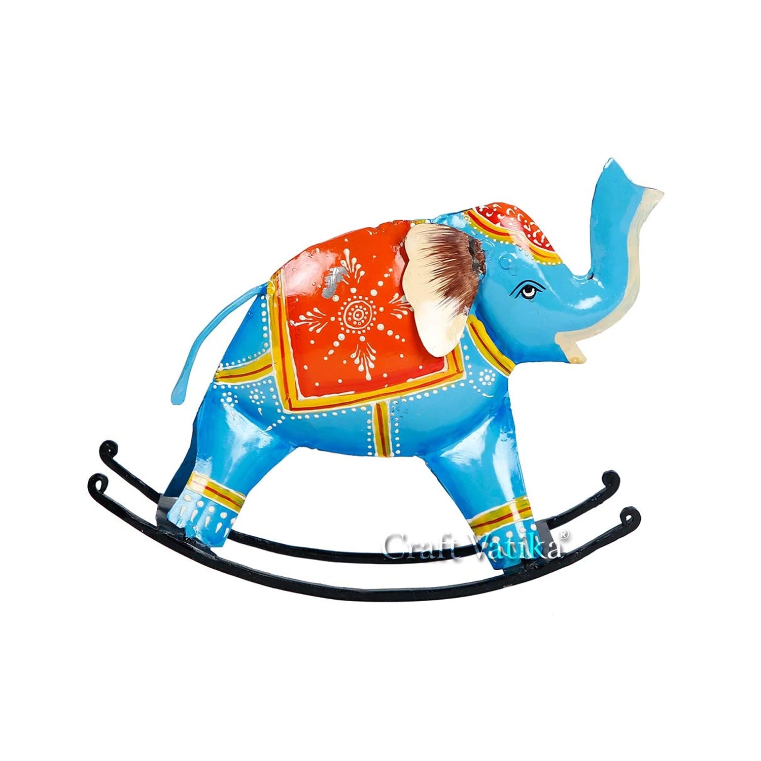 Metal Swing Elephant Trunk Up Showpiece