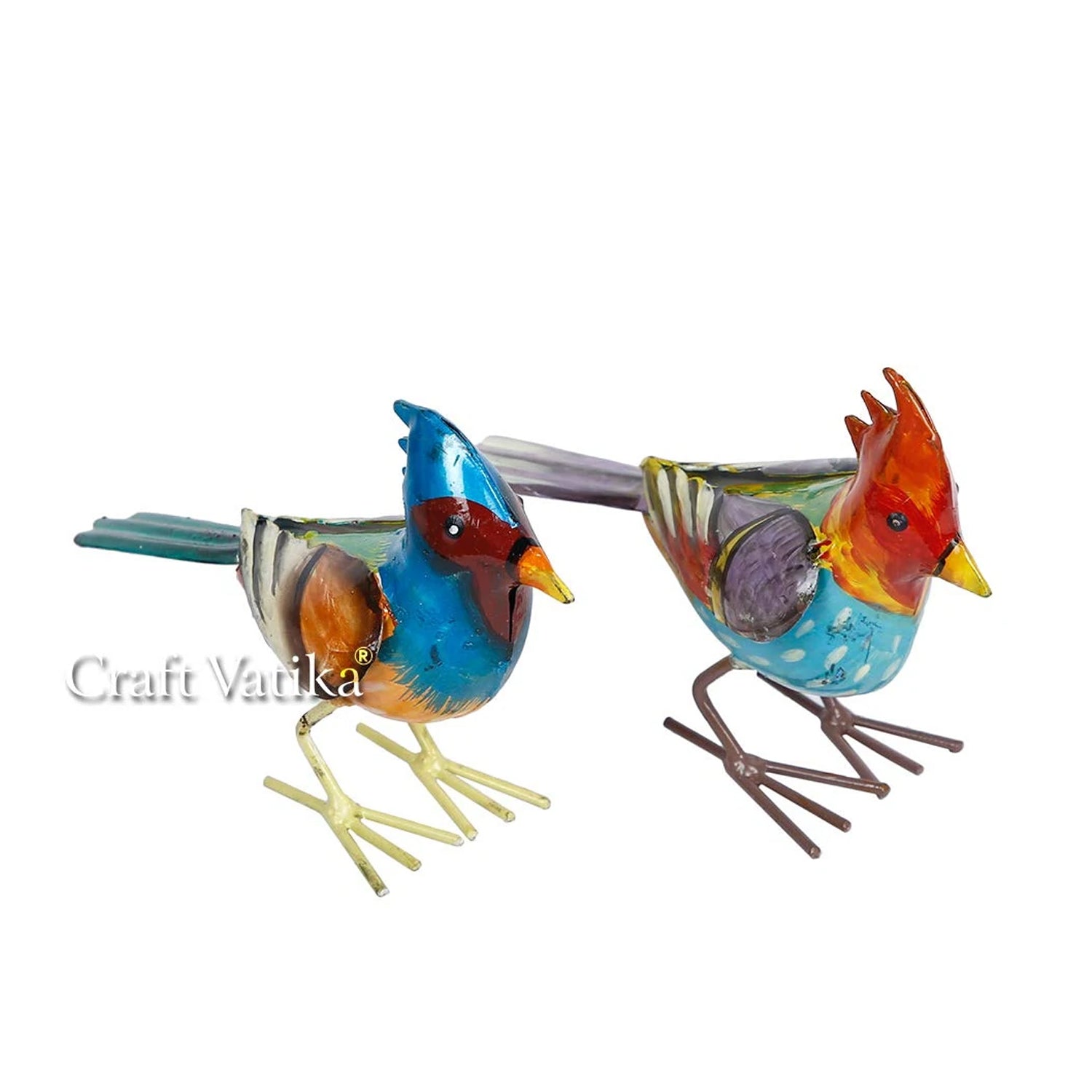 Handpainted Iron Bird Showpiece 6x4.5x2.5 Inches
