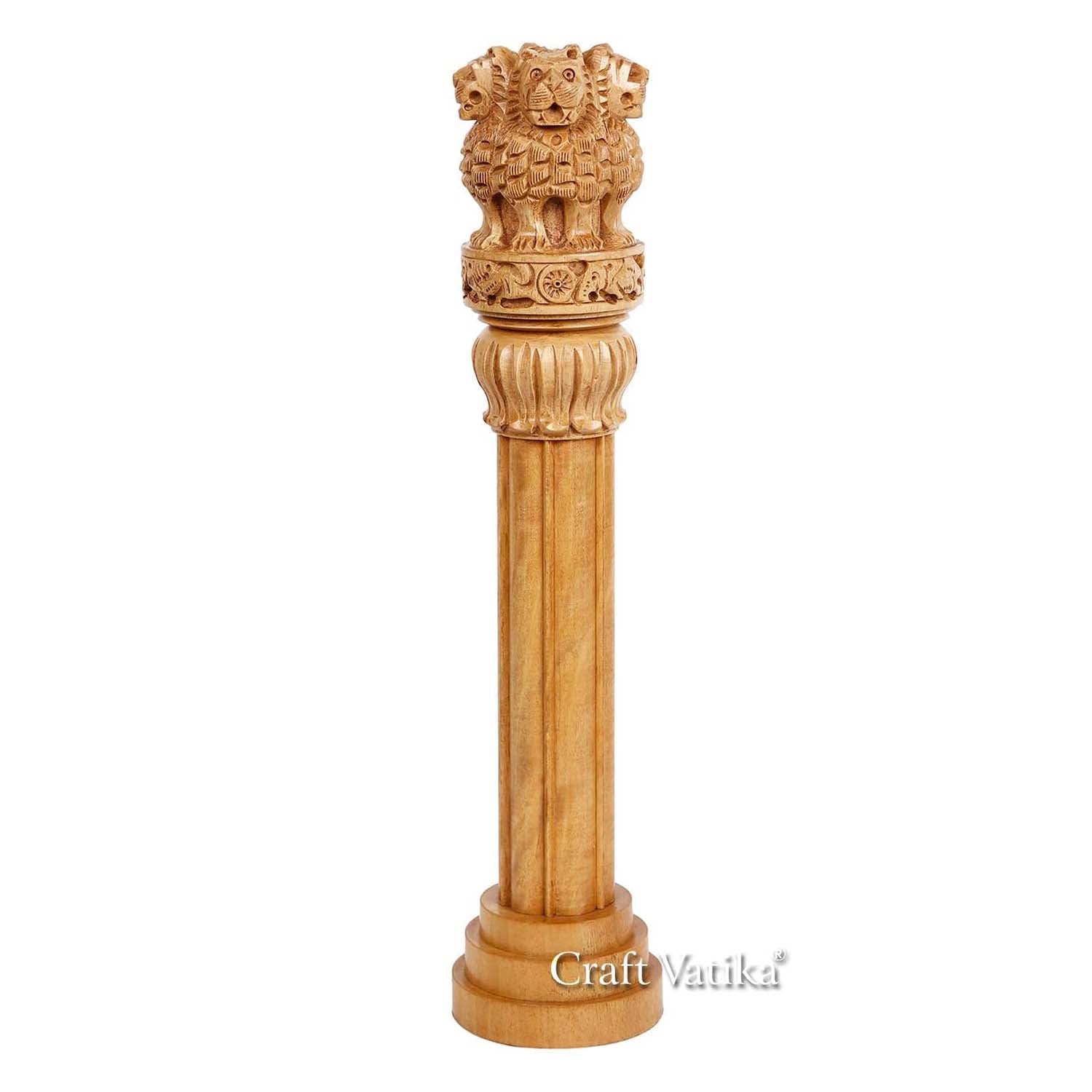 Ashoka Stambh Pillar Indian National Emblem of Wooden