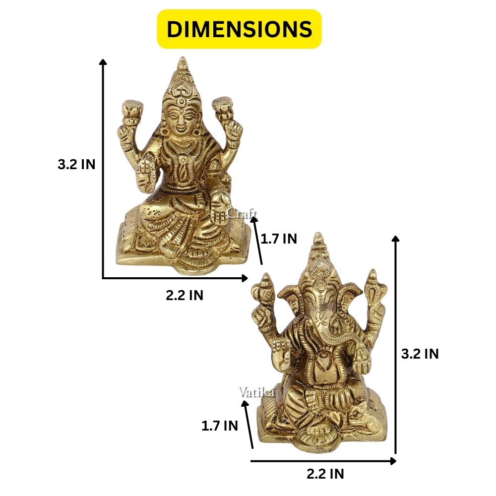 Brass Sitting Lakshmi Ganesha Idol Murti Statue Lgbs111