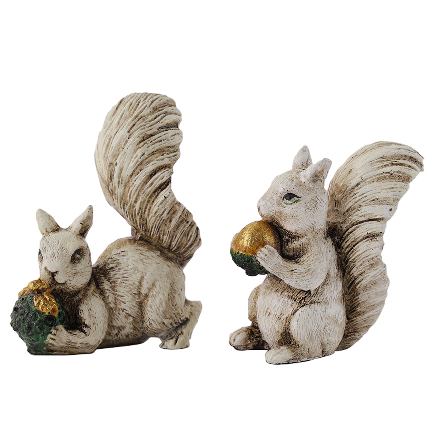 Squirrels Holding Nuts Sculpture Resin Statue (Set Of 2) Dfmas328