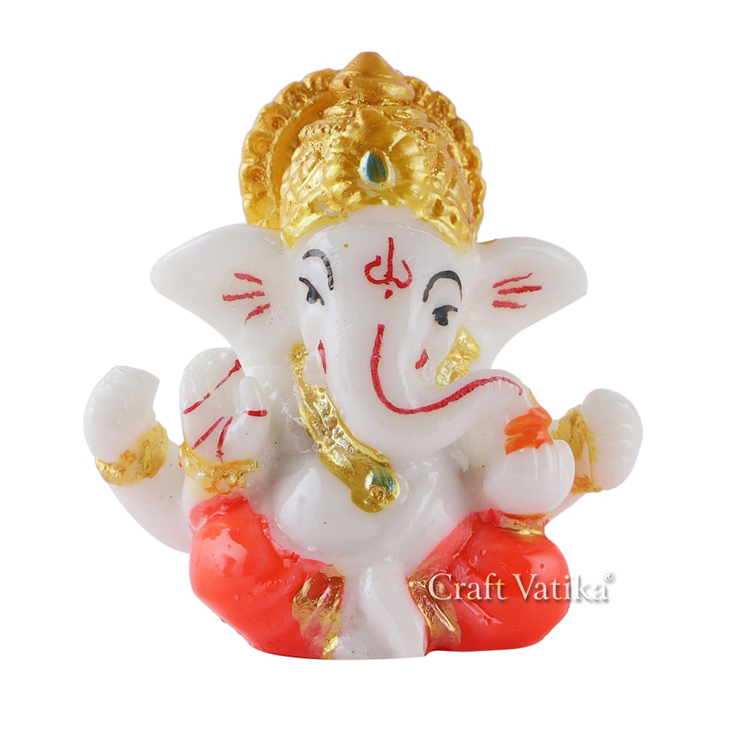 Ceramic Ganesh Idol Murti, 2.5 x 2.5 x 1.5 Inches