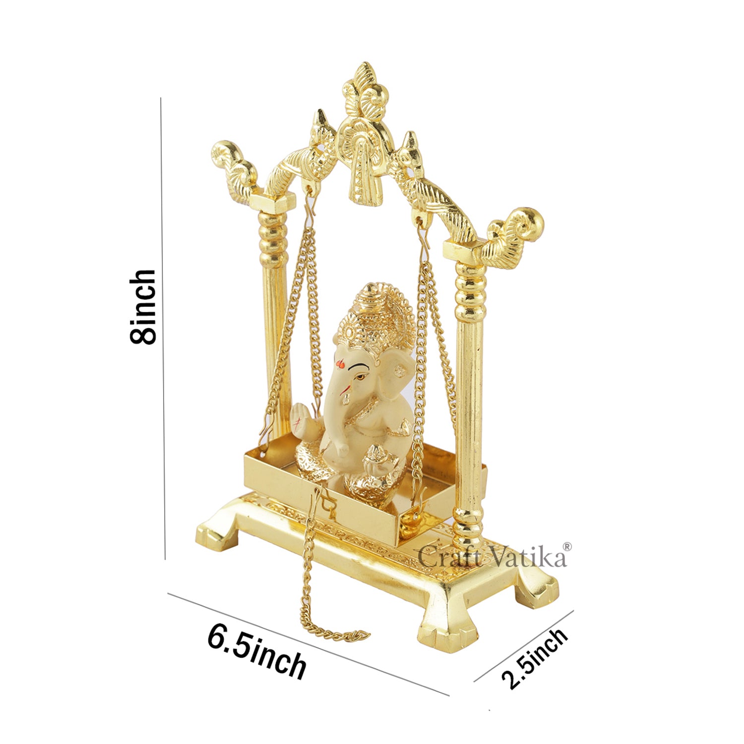 Ceramic Lord Ganesha idol With Golden Jhula